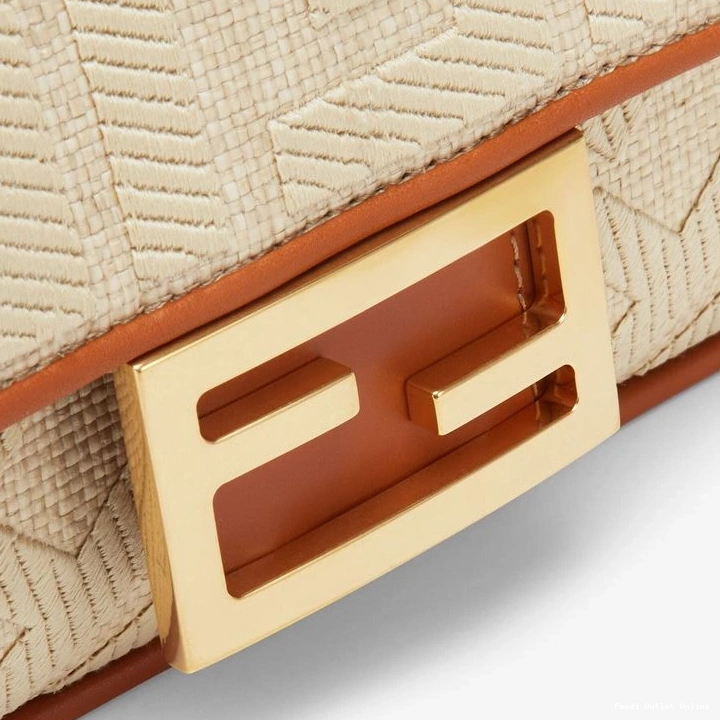 Cheap Baguette FF Mini Bag In Motif Straw Beige Fendi 0811